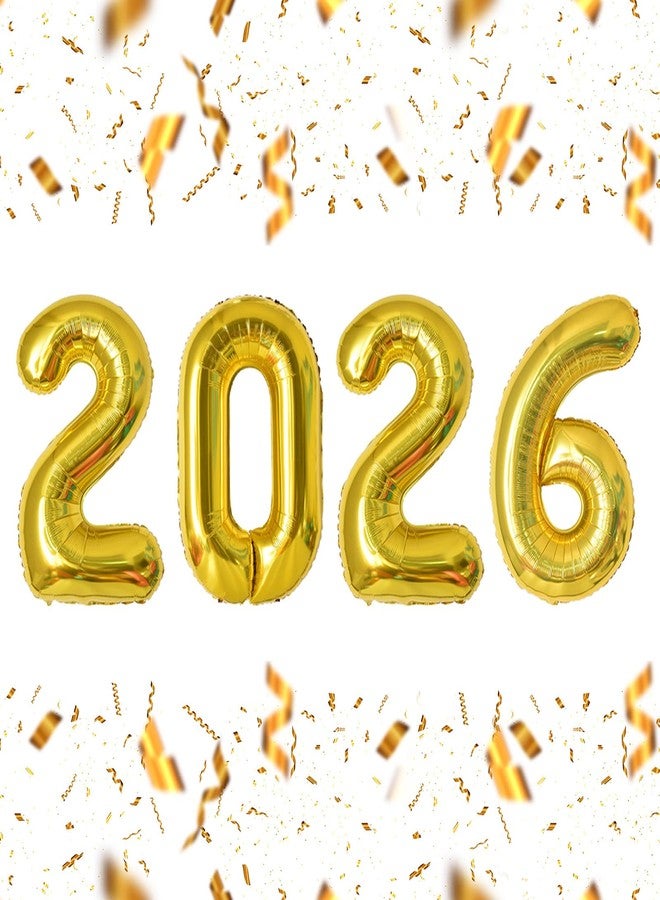 KALOR 32 Inch 2026 Gold Foil Number Balloons, 2026 New Years Decorations for 2026 Happy New Year Eve and Graduations Party Supplies - Image 1